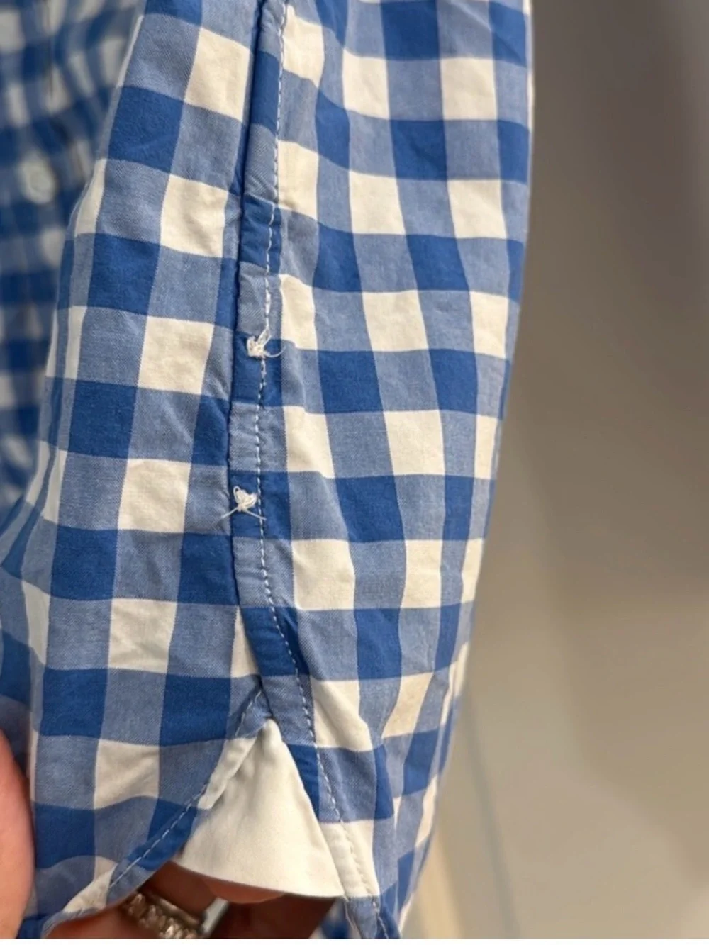 J. Crew Blue and White Gingham Button-Down Shirt